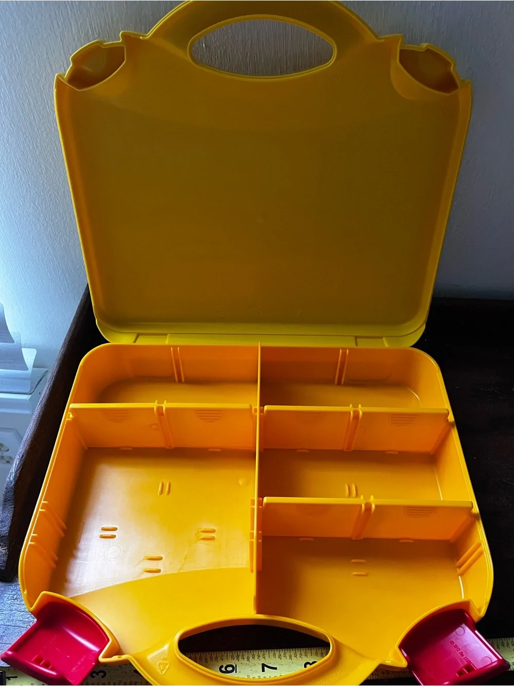 Vintage 2012 Lego Yellow Kids Carrying Case with Red Latches
